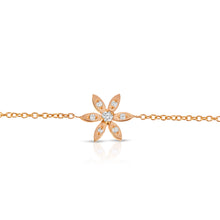 Load image into Gallery viewer, “Fleur” 14-karat gold flower bracelet with diamonds