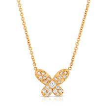 Load image into Gallery viewer, &quot;Petit Papillon” 14-karat gold butterfly necklace with diamonds