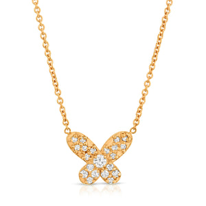 "Petit Papillon” 14-karat gold butterfly necklace with diamonds