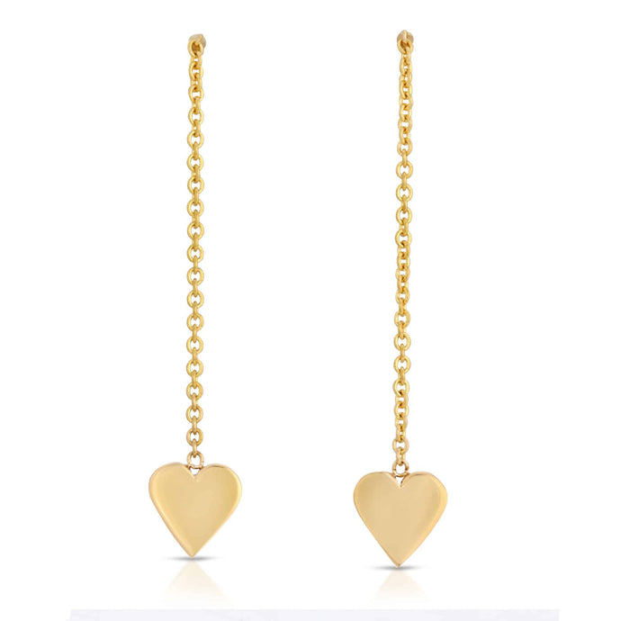 “Henriette” 14-karat gold heart drop earring