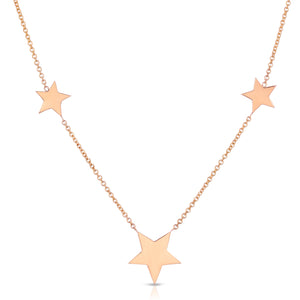 “Esme constellation” 14-karat gold star three station necklace