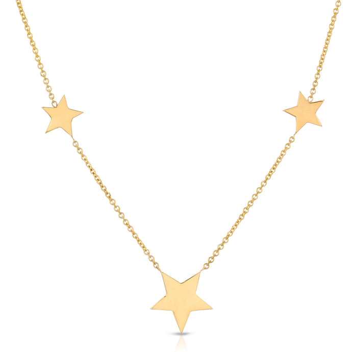 “Esme constellation” 14-karat gold star three station necklace
