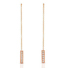 Load image into Gallery viewer, “Brittany” 14-karat gold bar drop earring with diamonds