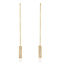 Load image into Gallery viewer, “Brittany” 14-karat gold bar drop earring with diamonds