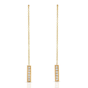 “Brittany” 14-karat gold bar drop earring with diamonds