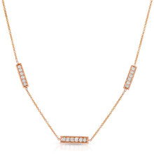 Load image into Gallery viewer, “Brittany bouquet” 14-karat gold bar three station necklace with diamonds