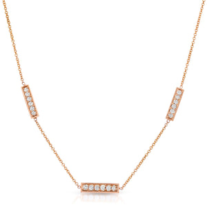 “Brittany bouquet” 14-karat gold bar three station necklace with diamonds