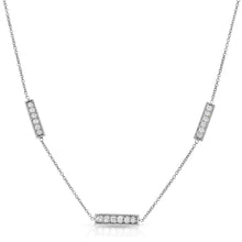 Load image into Gallery viewer, “Brittany bouquet” 14-karat gold bar three station necklace with diamonds