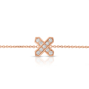 “Equis” 14-karat gold X bracelet with diamonds