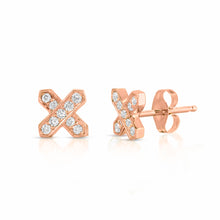 Load image into Gallery viewer, “Petit Equis” 14-karat gold X stud earring