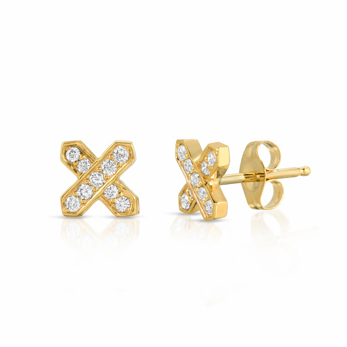 “Petit Equis” 14-karat gold X stud earring