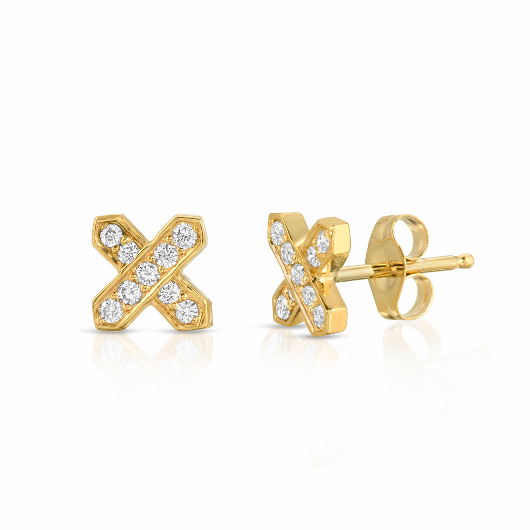 “Petit Equis” 14-karat gold X stud earring