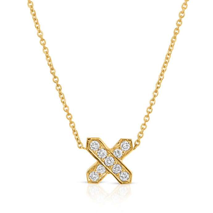 “Equis” 14-karat gold X necklace with diamonds