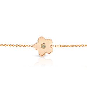 “Fleur délicate” 14-karat gold flower bracelet with diamond