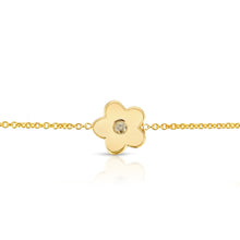 Load image into Gallery viewer, “Fleur délicate” 14-karat gold flower bracelet with diamond