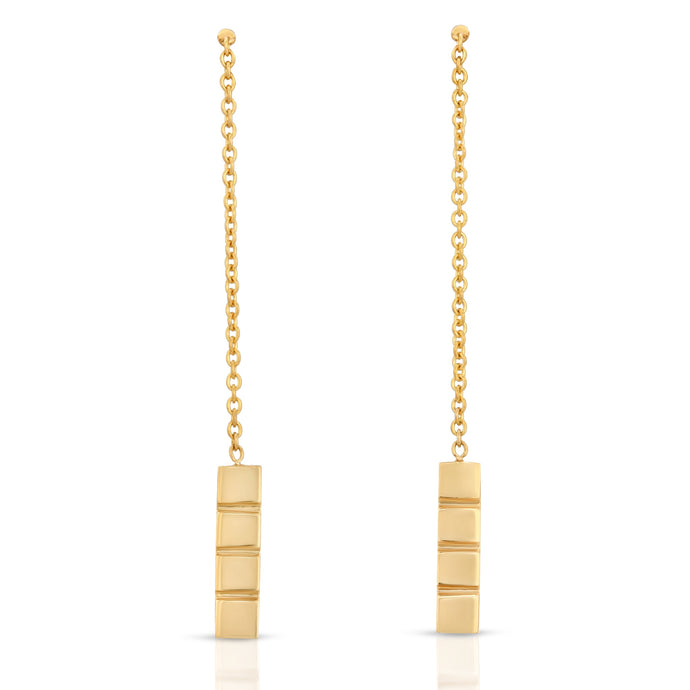 “Arabella” 14-karat gold thin bar drop earring