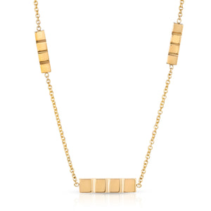 "Arabella bouquet” 14-karat gold thin bar three station necklace