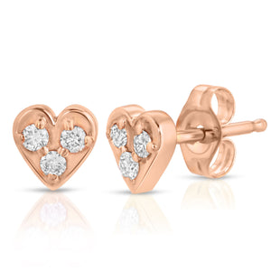 “Couer” 14-karat gold heart stud earring with diamonds