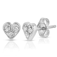 Load image into Gallery viewer, “Couer” 14-karat gold heart stud earring with diamonds