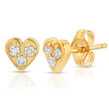 Load image into Gallery viewer, “Couer” 14-karat gold heart stud earring with diamonds
