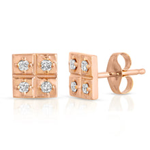 Load image into Gallery viewer, “Camille” 14-karat gold square earring with diamonds