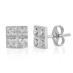 “Camille” 14-karat gold square earring with diamonds