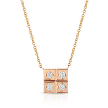 Load image into Gallery viewer, “Camille” 14-karat gold square necklace with diamonds