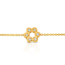 Load image into Gallery viewer, “Helene” 14-karat gold flower bracelet with diamonds
