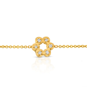 “Helene” 14-karat gold flower bracelet with diamonds
