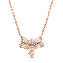 Load image into Gallery viewer, “Papillon géométrique” 14-karat gold butterfly necklace with diamonds