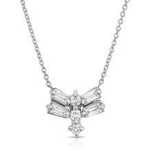 Load image into Gallery viewer, “Papillon géométrique” 14-karat gold butterfly necklace with diamonds