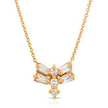 Load image into Gallery viewer, “Papillon géométrique” 14-karat gold butterfly necklace with diamonds