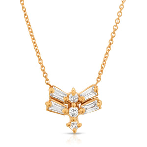 “Papillon géométrique” 14-karat gold butterfly necklace with diamonds