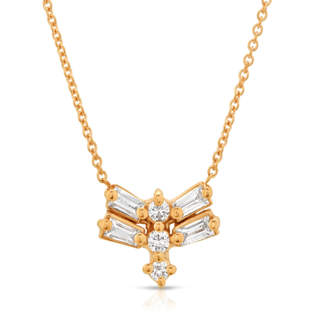 “Papillon géométrique” 14-karat gold butterfly necklace with diamonds