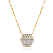 Load image into Gallery viewer, “Delphine” 14-karat gold hexagon necklace with diamonds