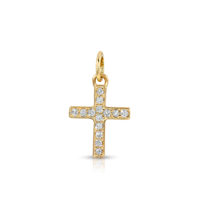“Petite Croix” 14-karat gold cross charm with diamonds