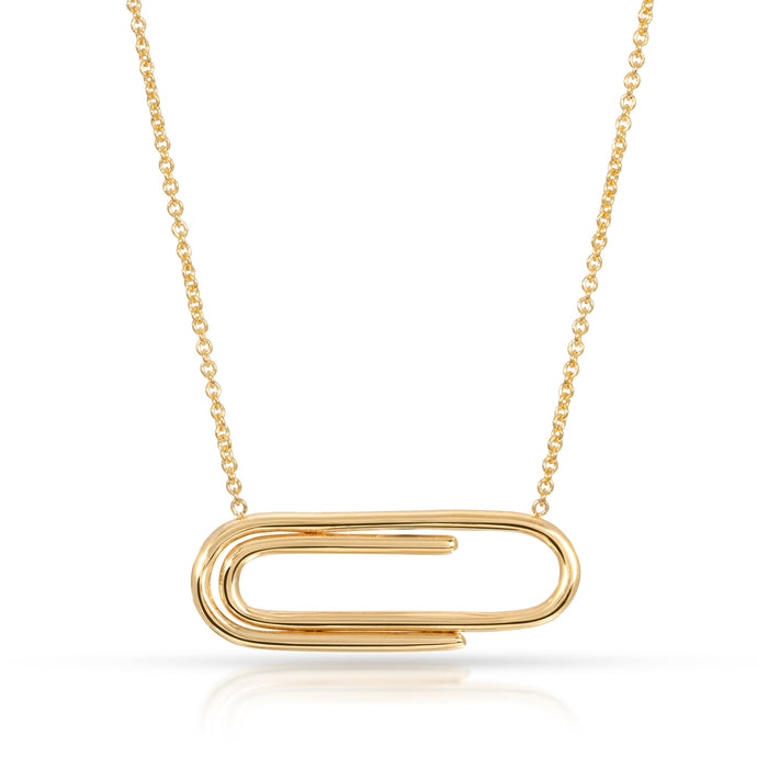 “Trombone” 14-karat gold paper clip necklace