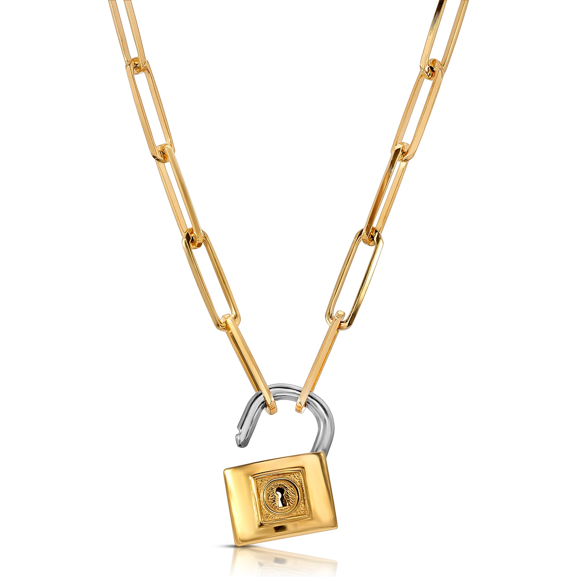 Apples of Gold Jewelry 1/2 Carat Diamond Padlock Necklace