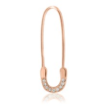 Load image into Gallery viewer, “Épingle” 14-karat gold safety pin earring with diamonds