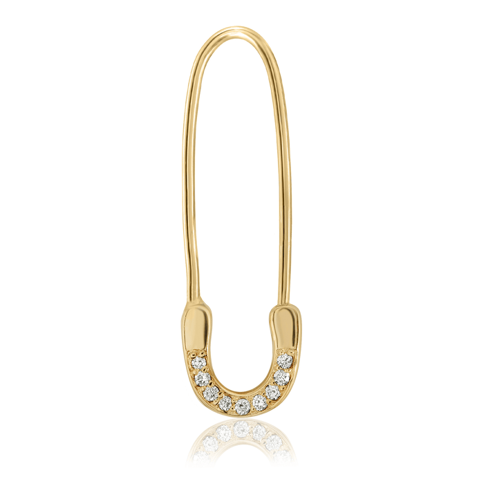 “Épingle” 14-karat gold safety pin earring with diamonds
