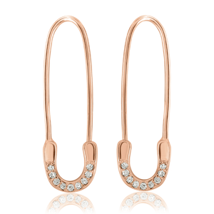 “Épingle” 14-karat gold safety pin earring with diamonds