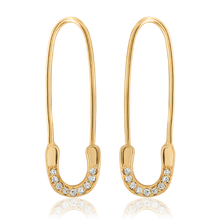 Load image into Gallery viewer, “Épingle” 14-karat gold safety pin earring with diamonds