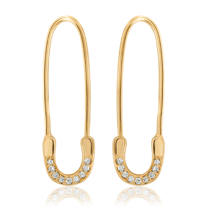 “Épingle” 14-karat gold safety pin earring with diamonds