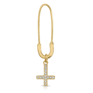 “Petite Croix inversée” 14-karat gold inverted cross charm with diamonds