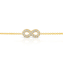 Load image into Gallery viewer, “Evette” 14-karat gold infinity sign bracelet with diamonds