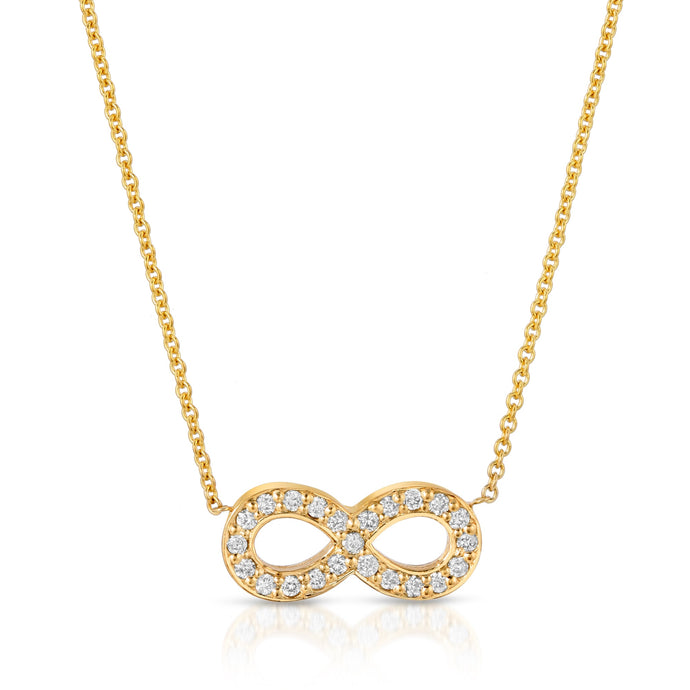 “Eve” 14-karat gold infinity sign necklace with diamonds