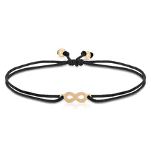 Load image into Gallery viewer, “Evette” 14-karat gold infinity sign on silk cord bracelet