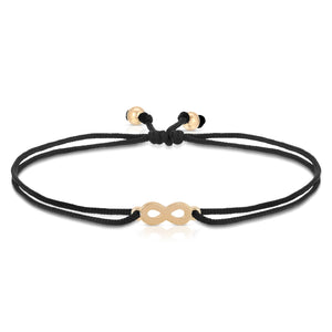 “Evette” 14-karat gold infinity sign on silk cord bracelet