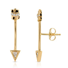 Load image into Gallery viewer, “Remy” 14-karat gold arrow earring with diamonds