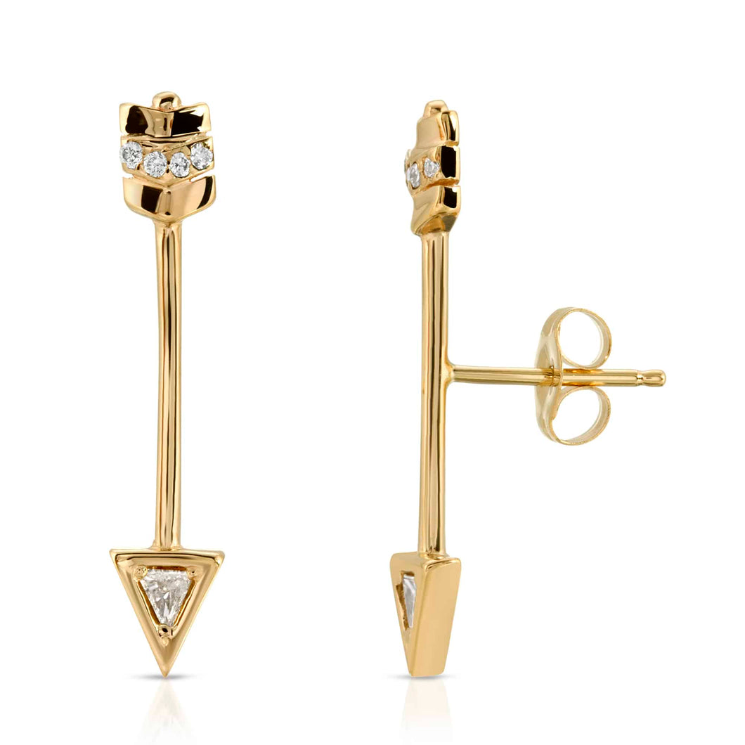 “Remy” 14-karat gold arrow earring with diamonds